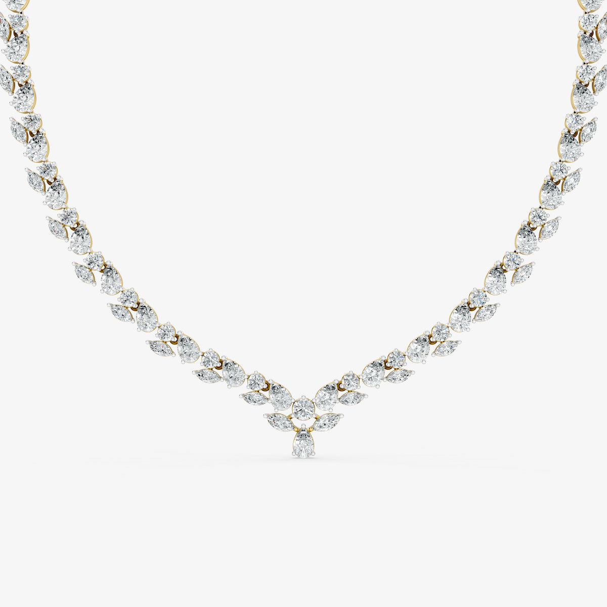 Marquise Cluster Diamond Drop V-Necklace