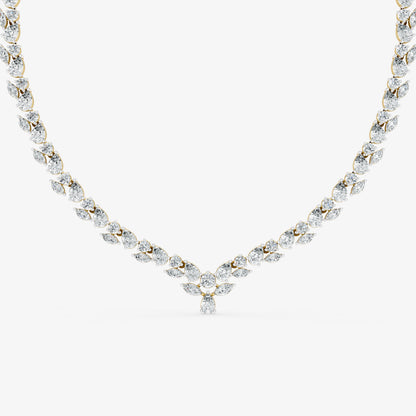 Marquise Cluster Diamond Drop V-Necklace