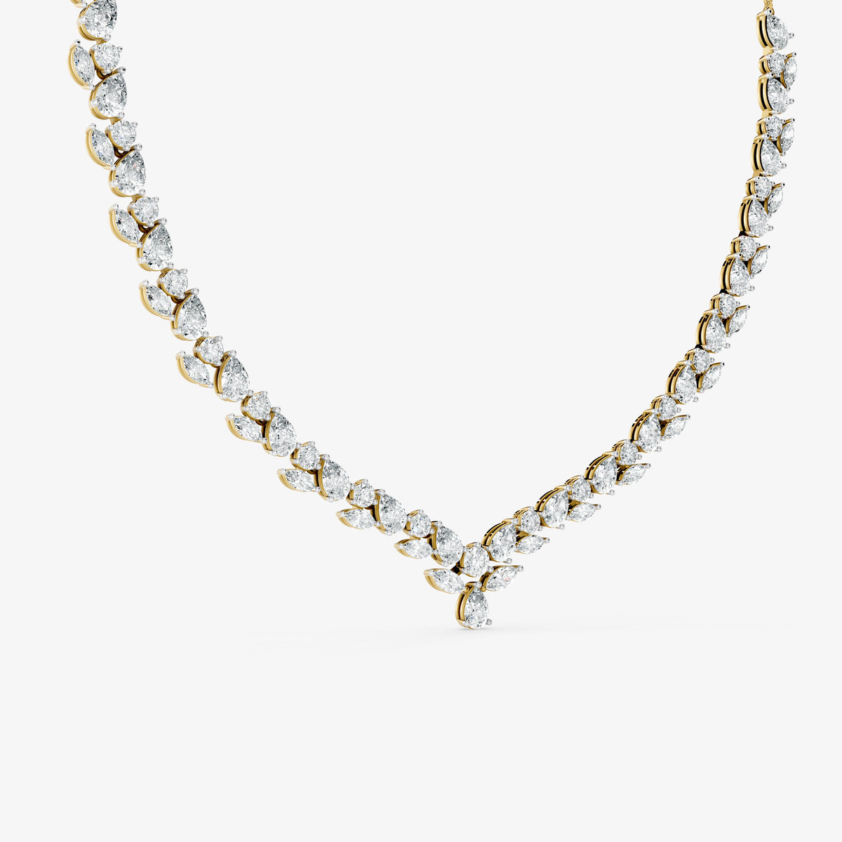 Marquise Cluster Diamond Drop V-Necklace