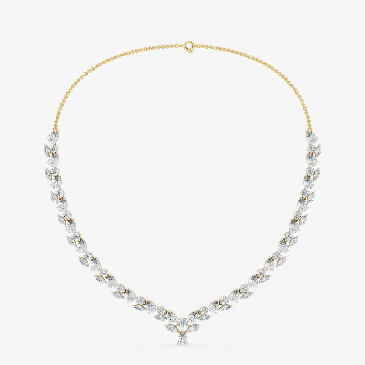 Marquise Cluster Diamond Drop V-Necklace