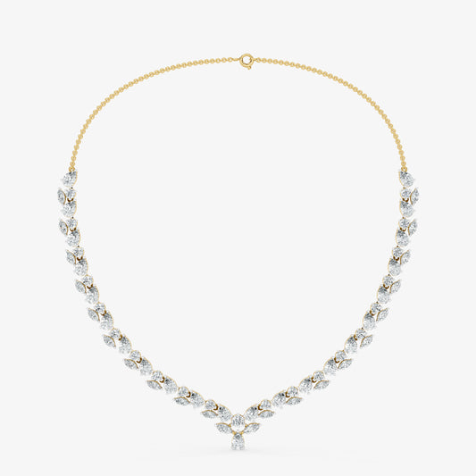 Marquise Cluster Diamond Drop V-Necklace