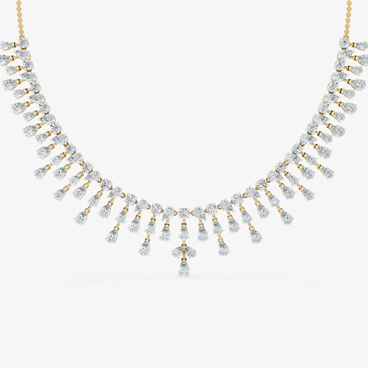 Pear Diamond Fringe Drop Necklace
