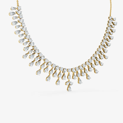 Pear Diamond Fringe Drop Necklace