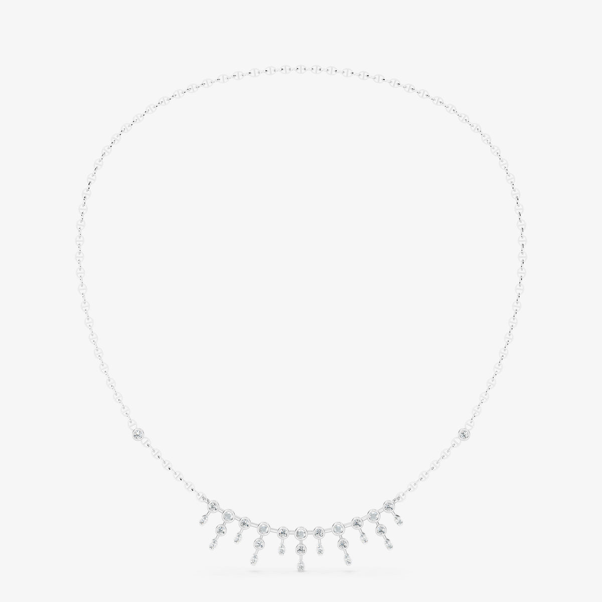 Dainty Bezel-Set Diamond Fringe Necklace