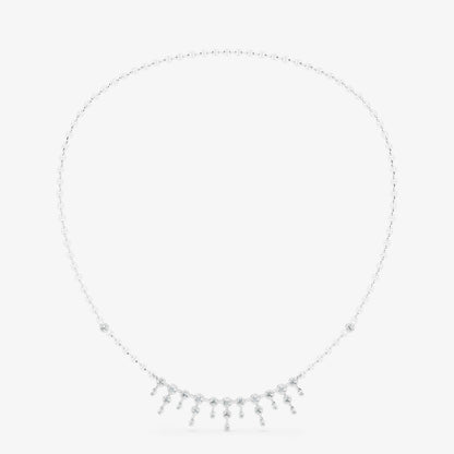 Dainty Bezel-Set Diamond Fringe Necklace