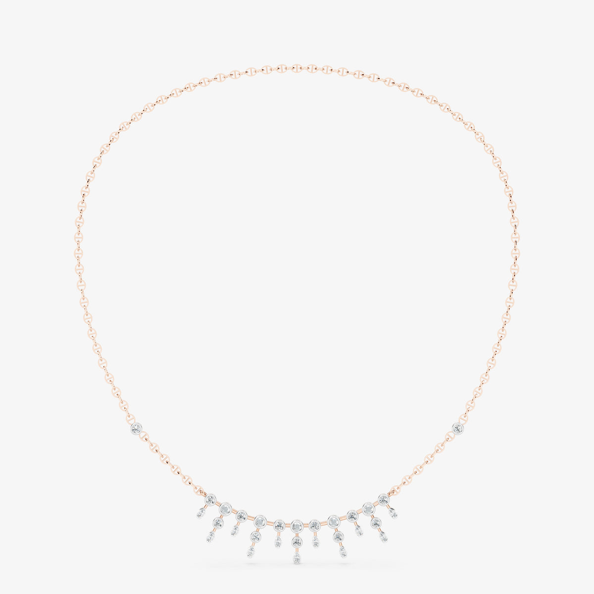 Dainty Bezel-Set Diamond Fringe Necklace