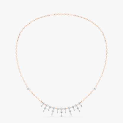 Dainty Bezel-Set Diamond Fringe Necklace