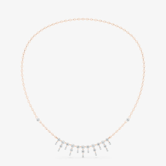 Dainty Bezel-Set Diamond Fringe Necklace