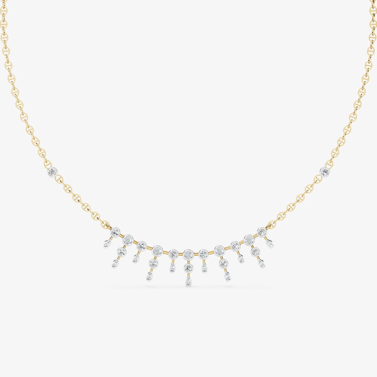 Dainty Bezel-Set Diamond Fringe Necklace