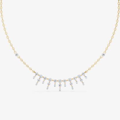 Dainty Bezel-Set Diamond Fringe Necklace