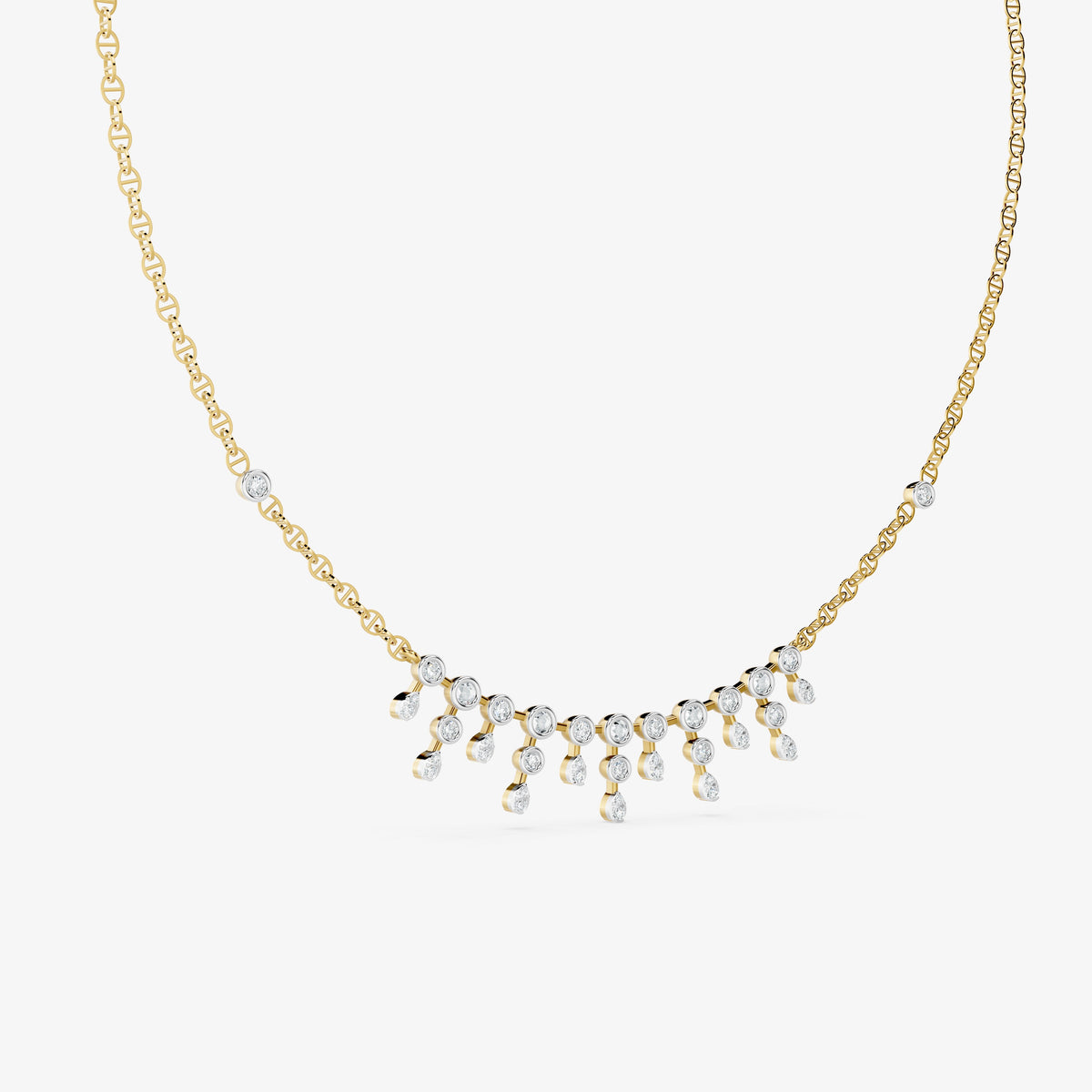 Dainty Bezel-Set Diamond Fringe Necklace