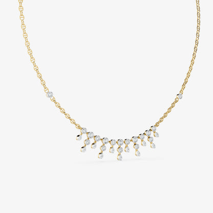Dainty Bezel-Set Diamond Fringe Necklace