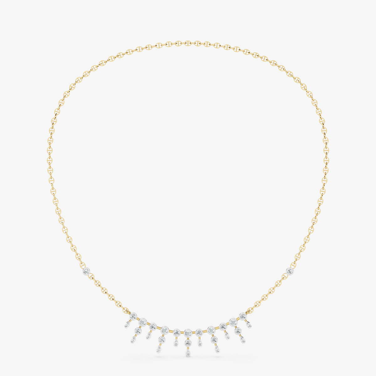 Dainty Bezel-Set Diamond Fringe Necklace