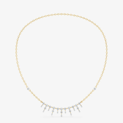Dainty Bezel-Set Diamond Fringe Necklace