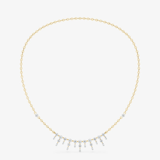 Dainty Bezel-Set Diamond Fringe Necklace