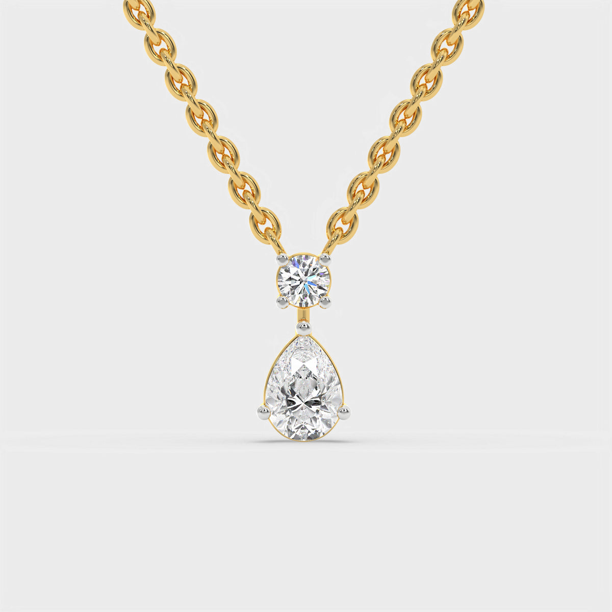 Pear and Round Cut Diamond Pendant