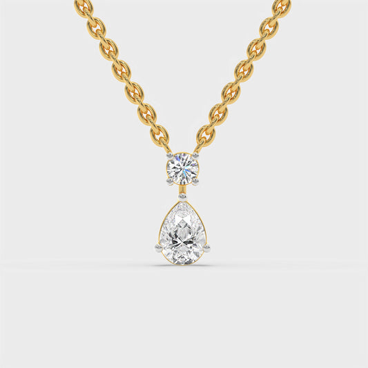 Pear and Round Cut Diamond Pendant