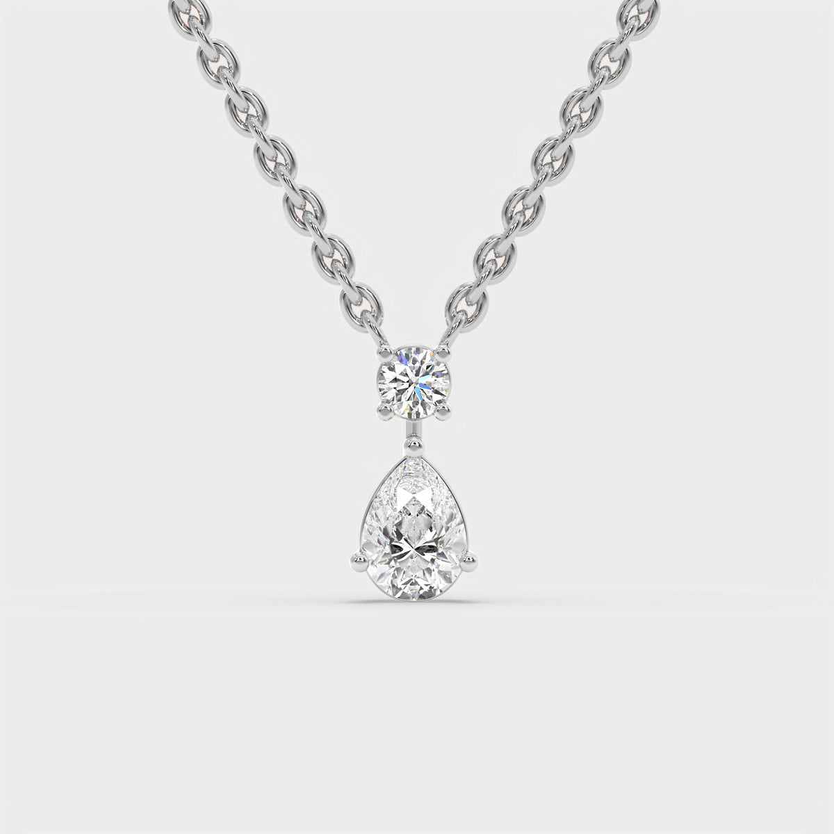 Pear and Round Cut Diamond Pendant