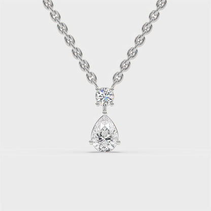 Pear and Round Cut Diamond Pendant