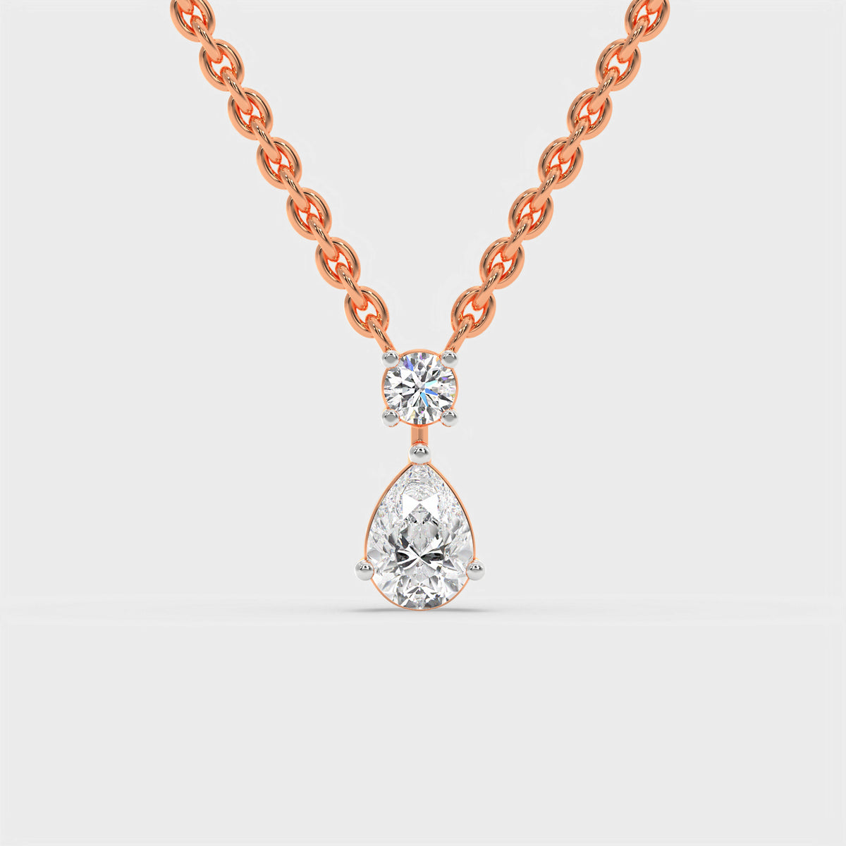 Pear and Round Cut Diamond Pendant