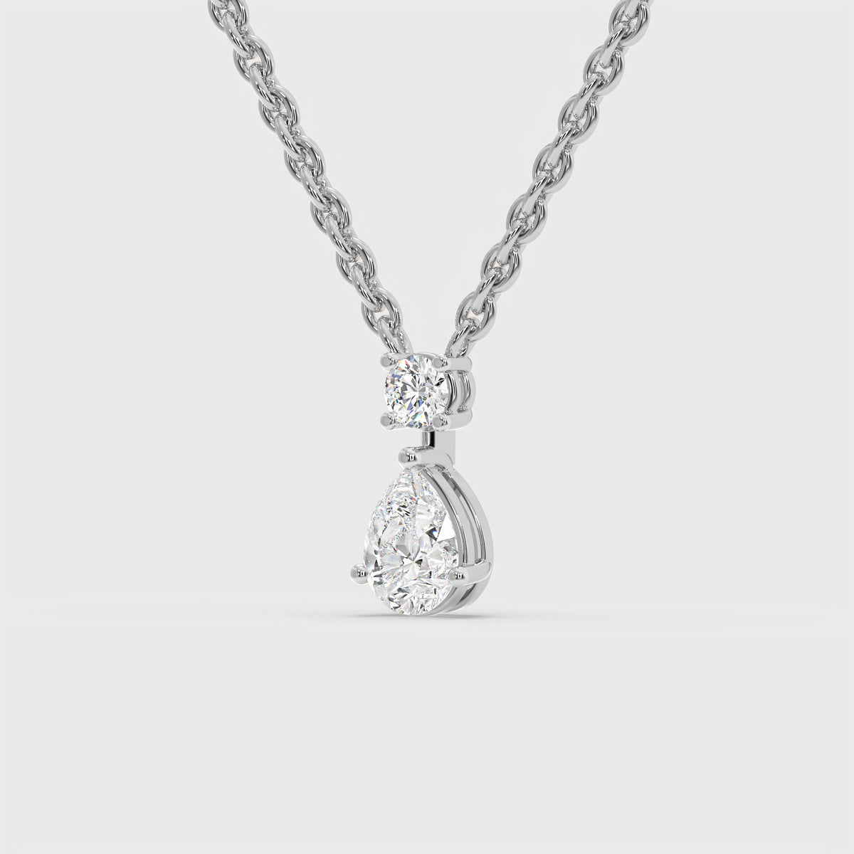Pear and Round Cut Diamond Pendant