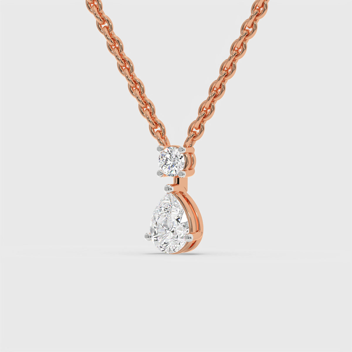 Pear and Round Cut Diamond Pendant