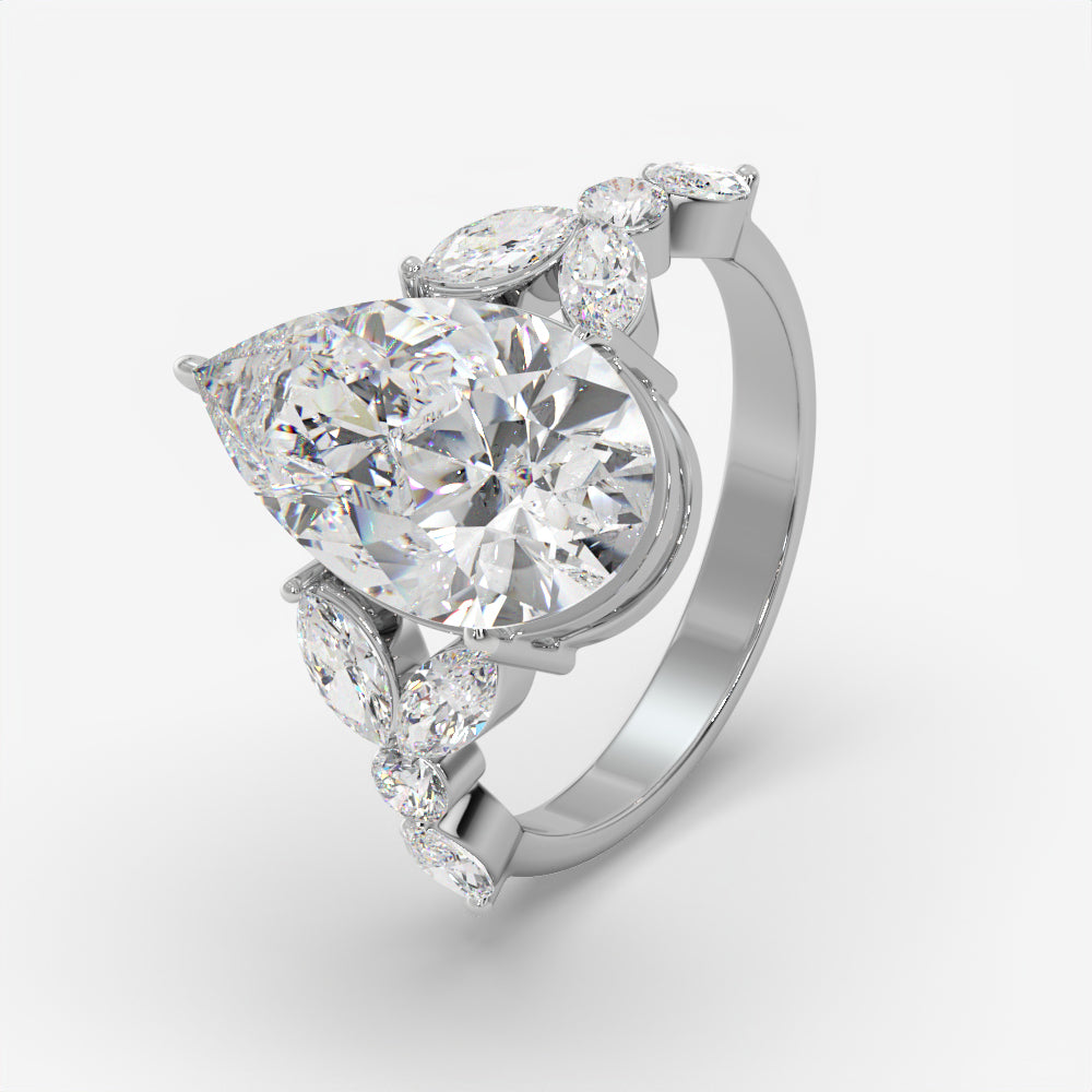 Pear Petal Diamond Ring