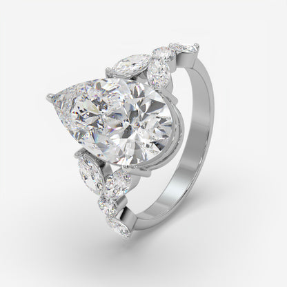 Pear Petal Diamond Ring