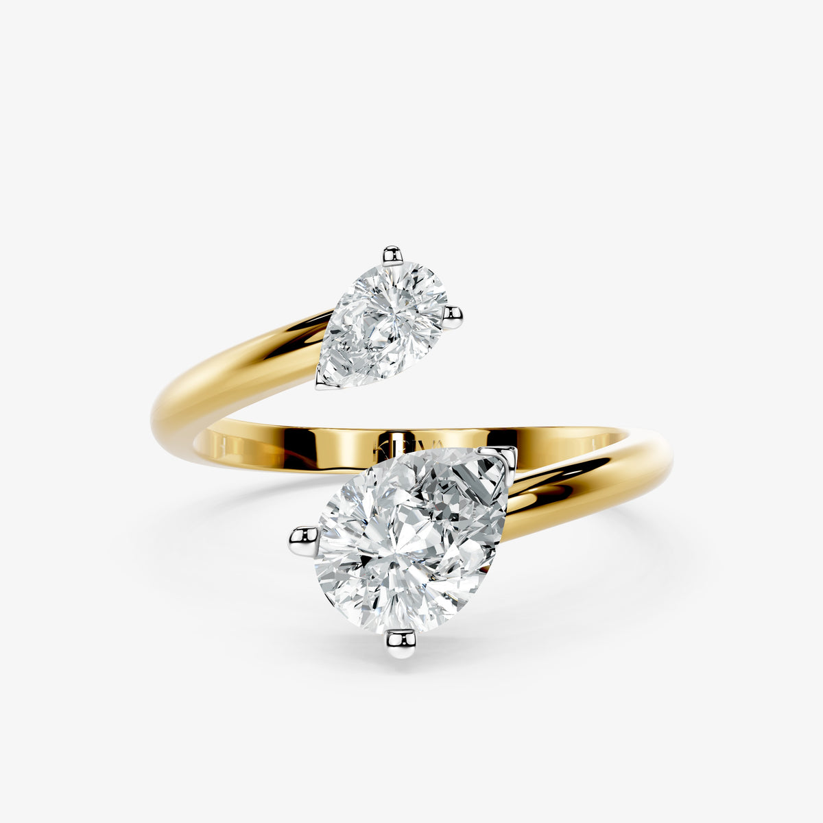Duo Pear Diamond Crossover Ring