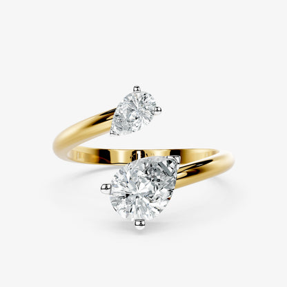 Duo Pear Diamond Crossover Ring