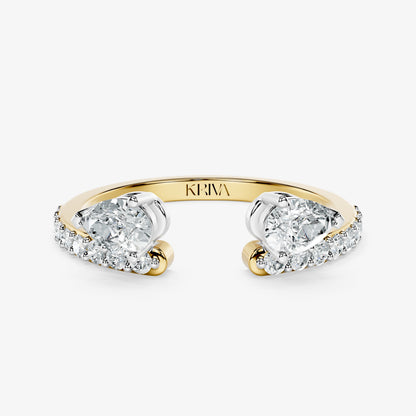 Double Pear Diamond Open Band Ring