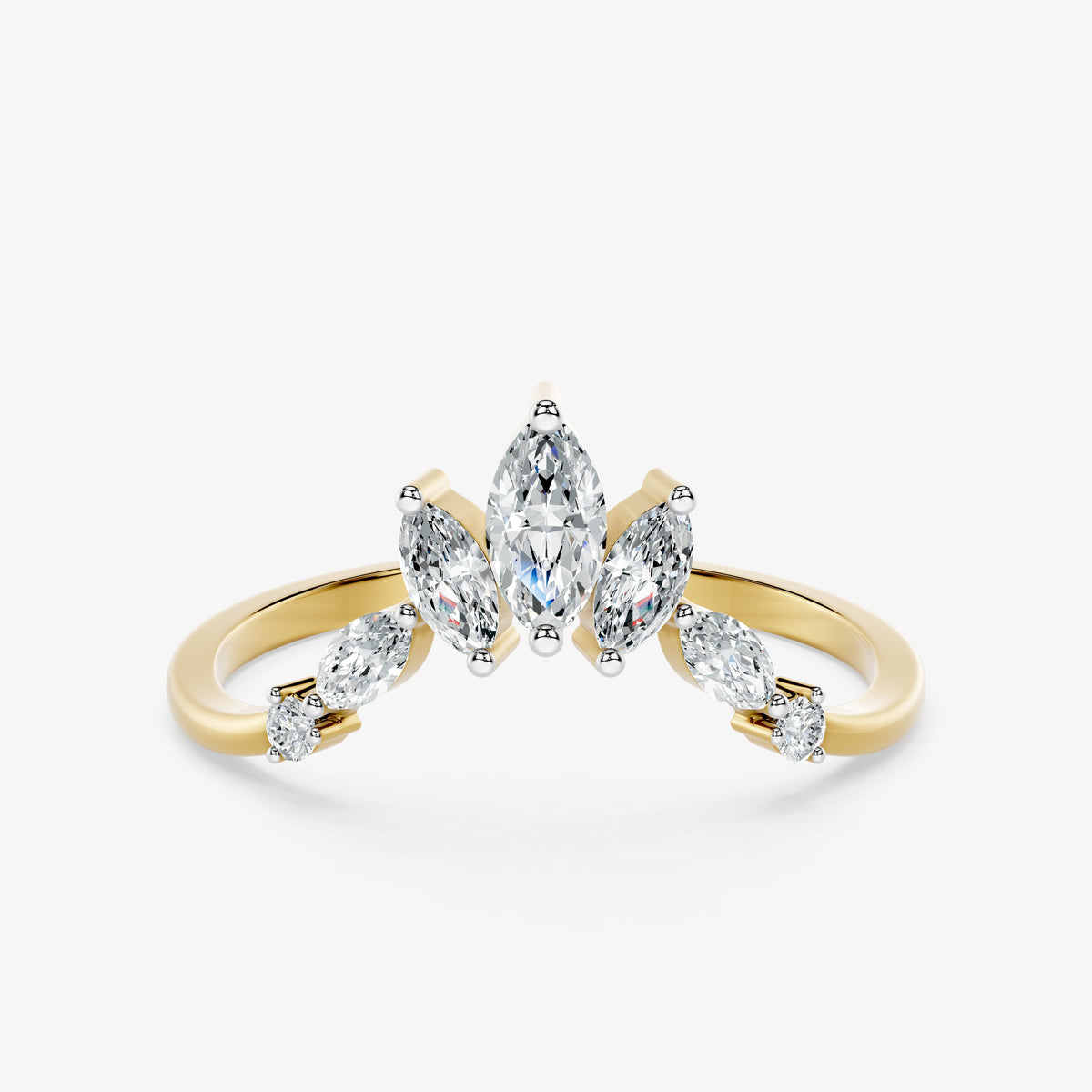 Marquise Floral Diamond Band Ring