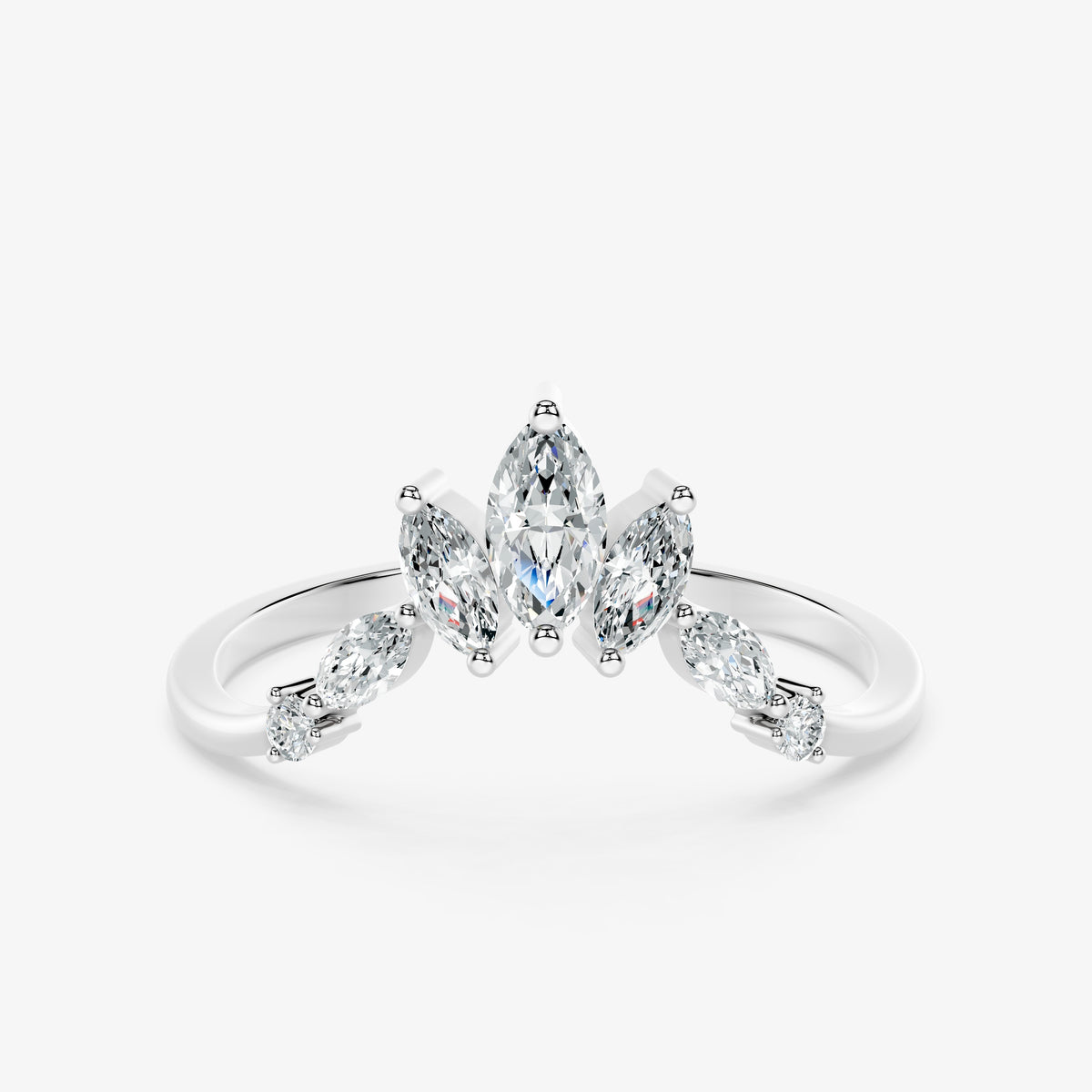Marquise Floral Diamond Band Ring
