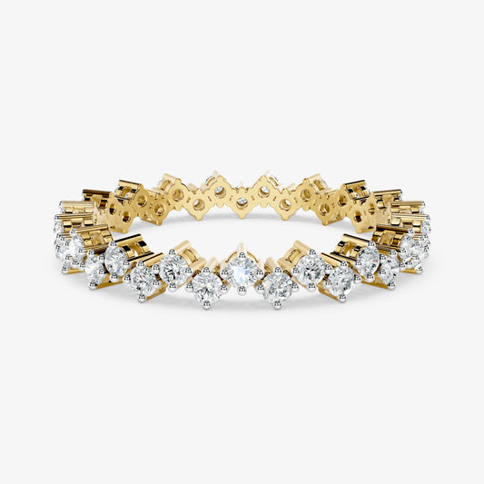 Round Diamond Multi-Row Band Ring