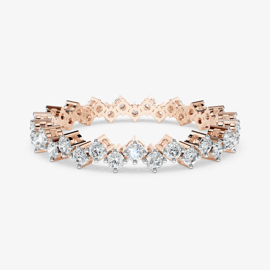 Round Diamond Multi-Row Band Ring