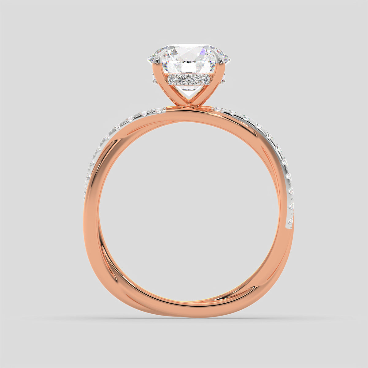 Lunara Round Diamond Twist Ring
