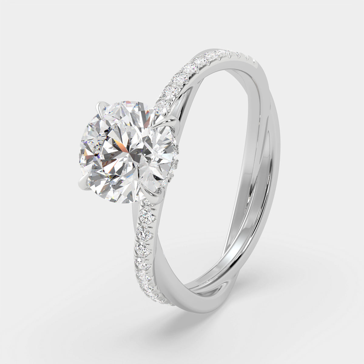 Lunara Round Diamond Twist Ring