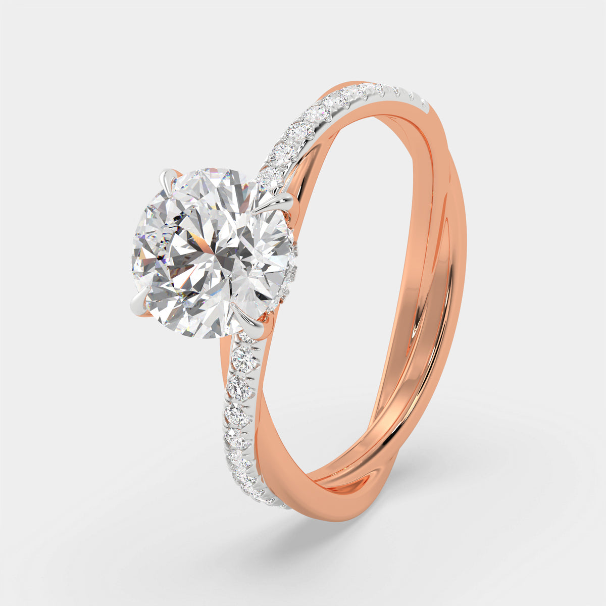Lunara Round Diamond Twist Ring