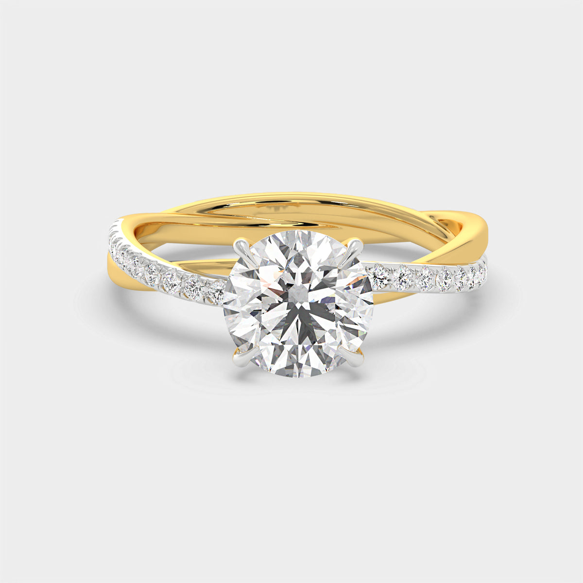 Lunara Round Diamond Twist Ring