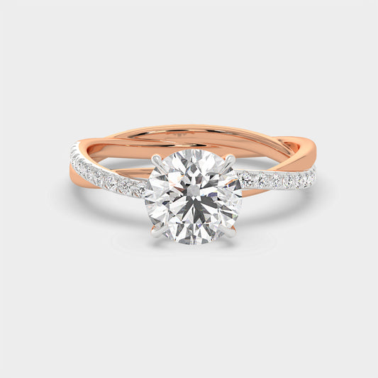 Lunara Round Diamond Twist Ring