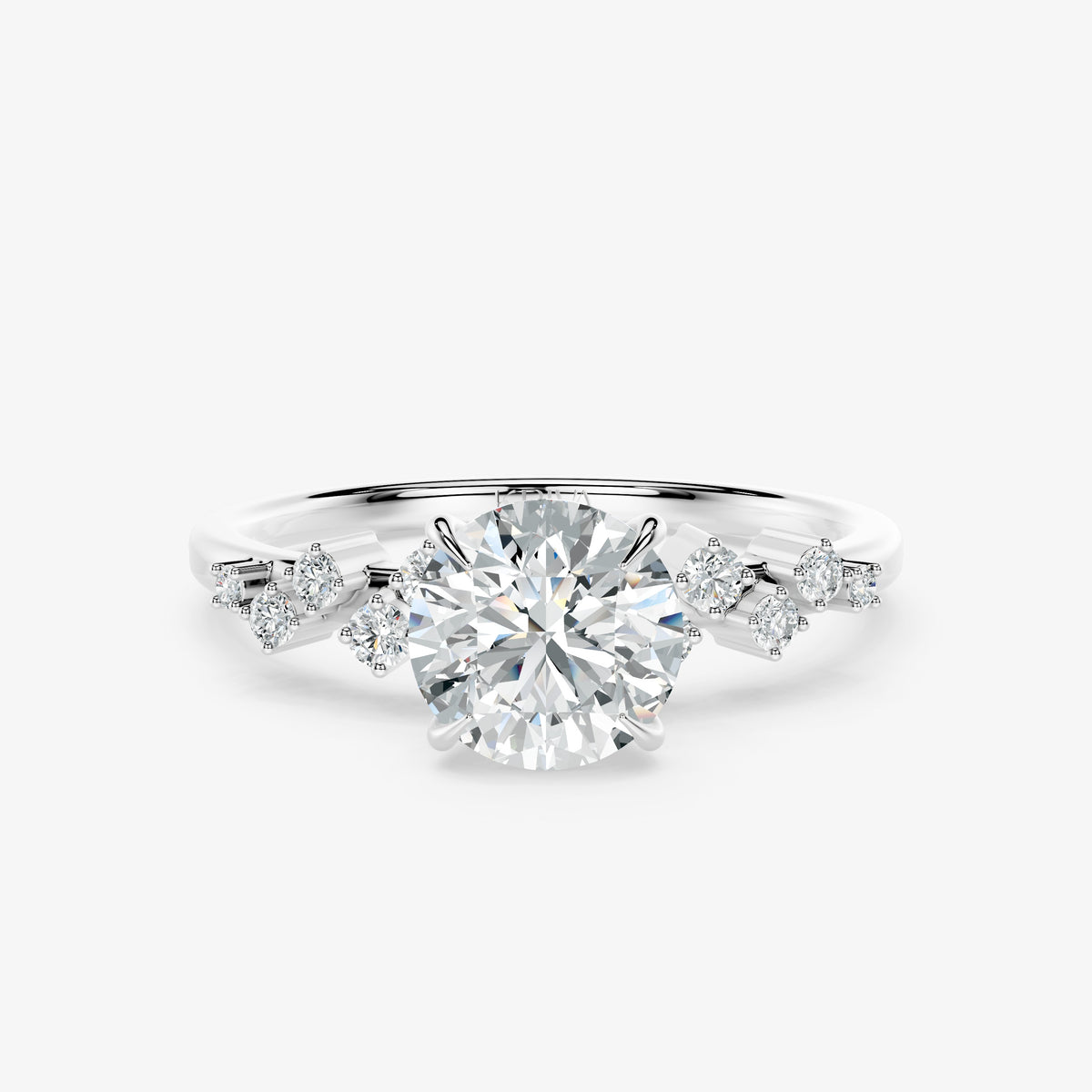 Celestine Cluster Solitaire Diamond Ring