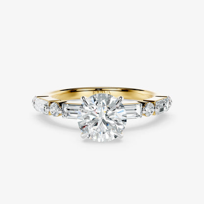 Marcelline Baguette & Round Diamond Ring