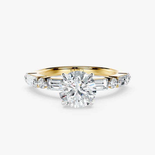Marcelline Baguette & Round Diamond Ring