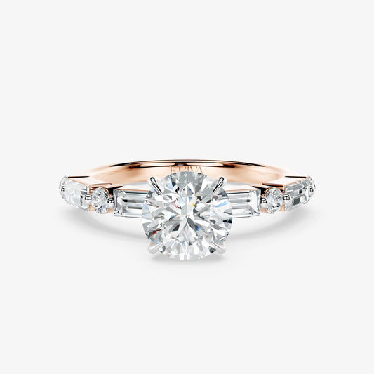 Marcelline Baguette & Round Diamond Ring