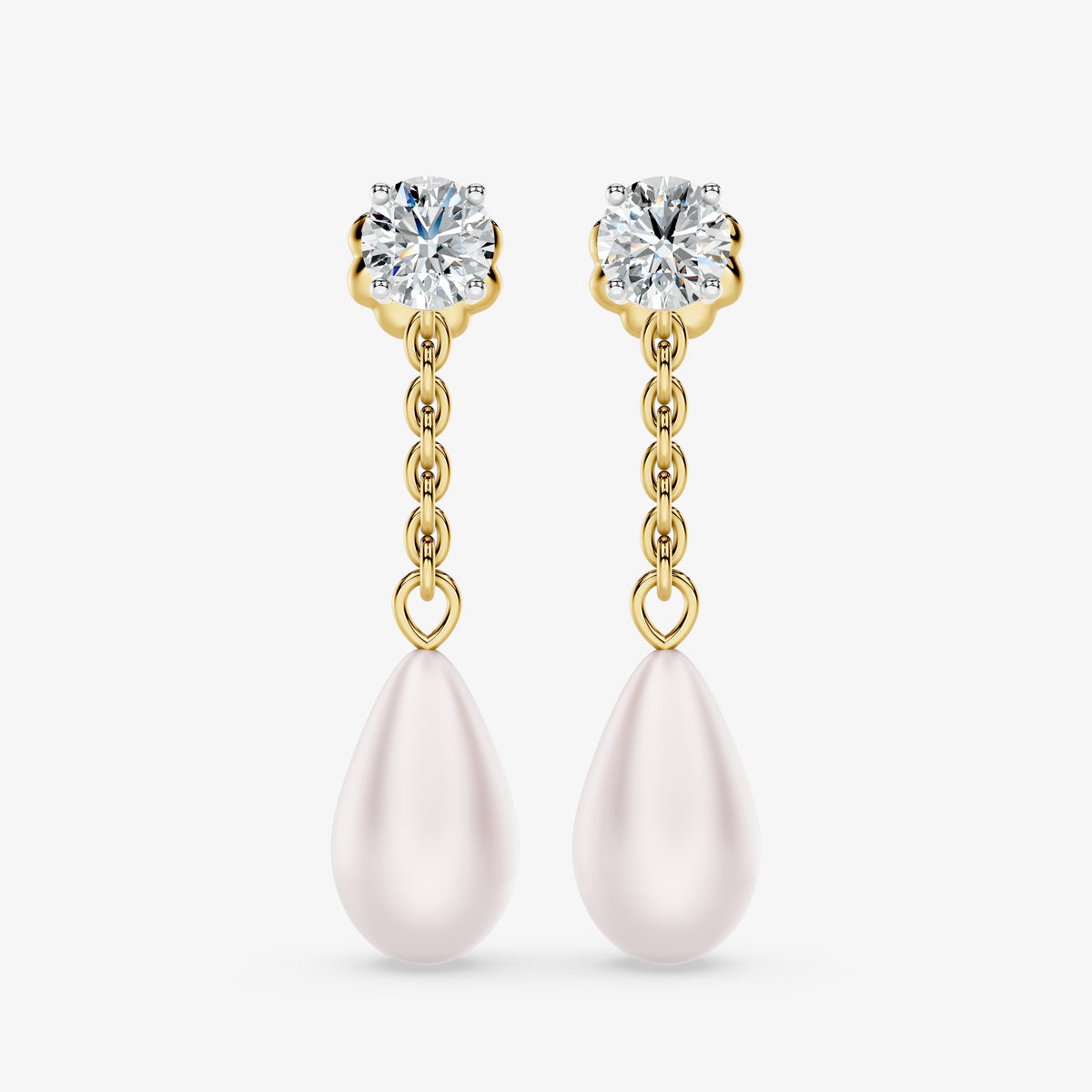 Classic Diamond & Pearl Dangle Earrings