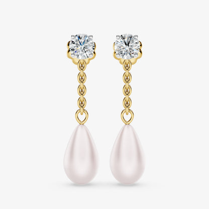 Classic Diamond & Pearl Dangle Earrings