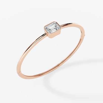 Emerald Cut Solitaire Openable Bangle Bracelet