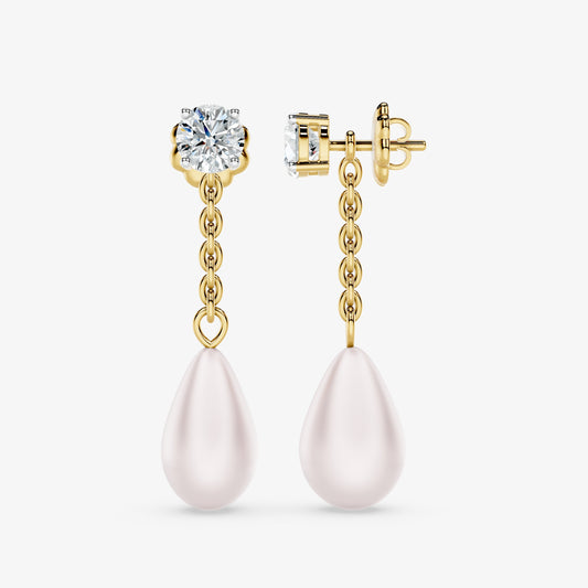 Classic Diamond & Pearl Dangle Earrings