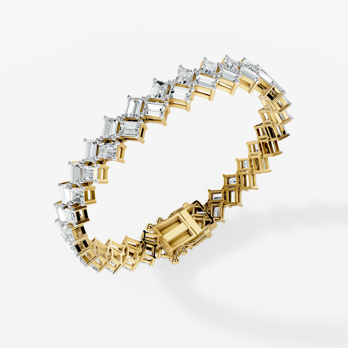 Emerald Cut Geometric Diamond Bracelet