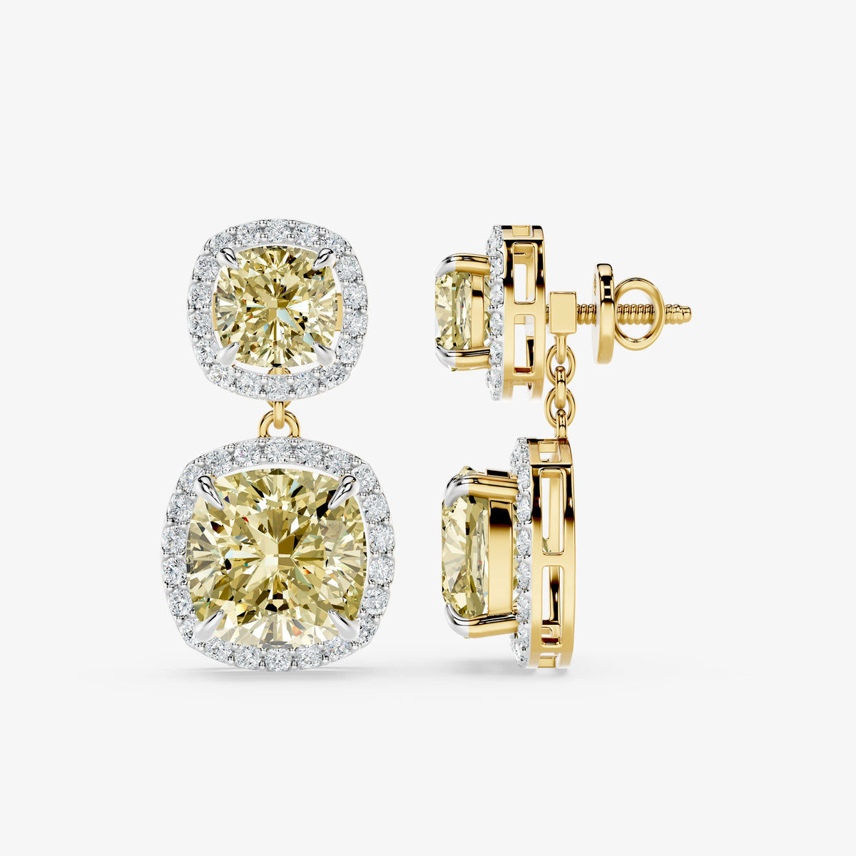Cushion Halo Diamond Danglers